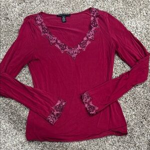 Banana Republic Red Fitted Embellished Blouse